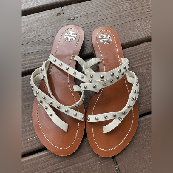 Tory Burch White Studded Sandals - Picture 2 of 3